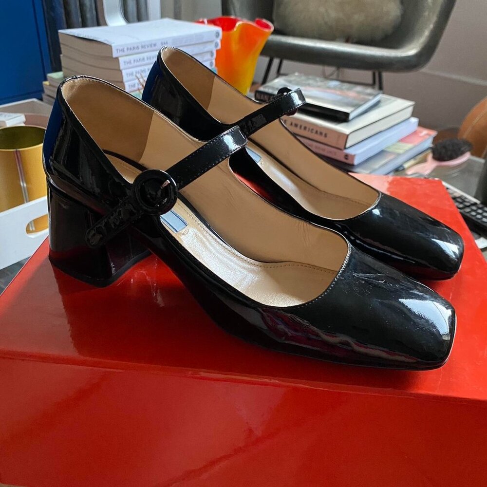 Prada black patent-leather mary janes